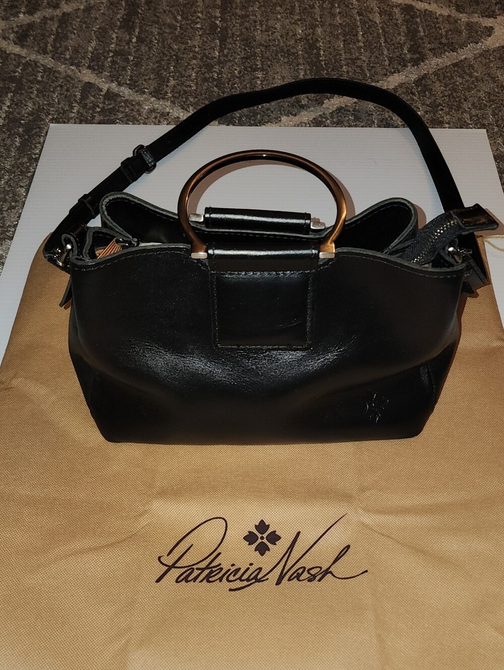 Patricia Nash Empoli Leather Crossbody with Silver Ring Handle. With Dustbag
